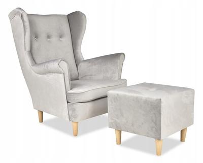 ARI Wing Chair with Footrest, Scandinavian Light Gray