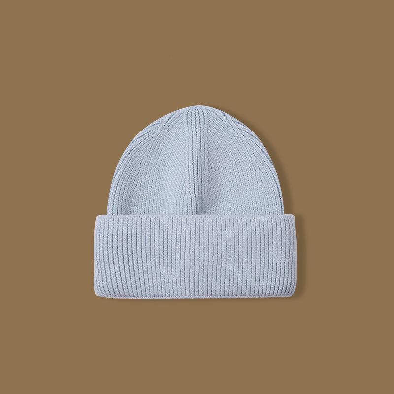 High Quality Solid Color Hat Women's Autumn and Winter Wool Hat Warm Ear Protection Cold Hat Versatile Face Small Knitted Hat Men's Windproof