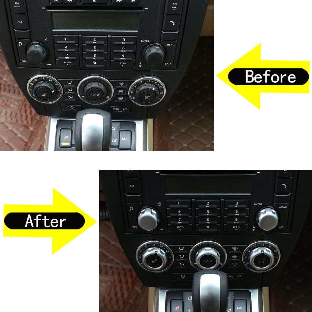 METYOUCAR Car Air Conditioning Knob Volume Control Knob Decorative Rings for Land Rover Freelander 2 Car Volume Air Conditioning Knob Button Trim