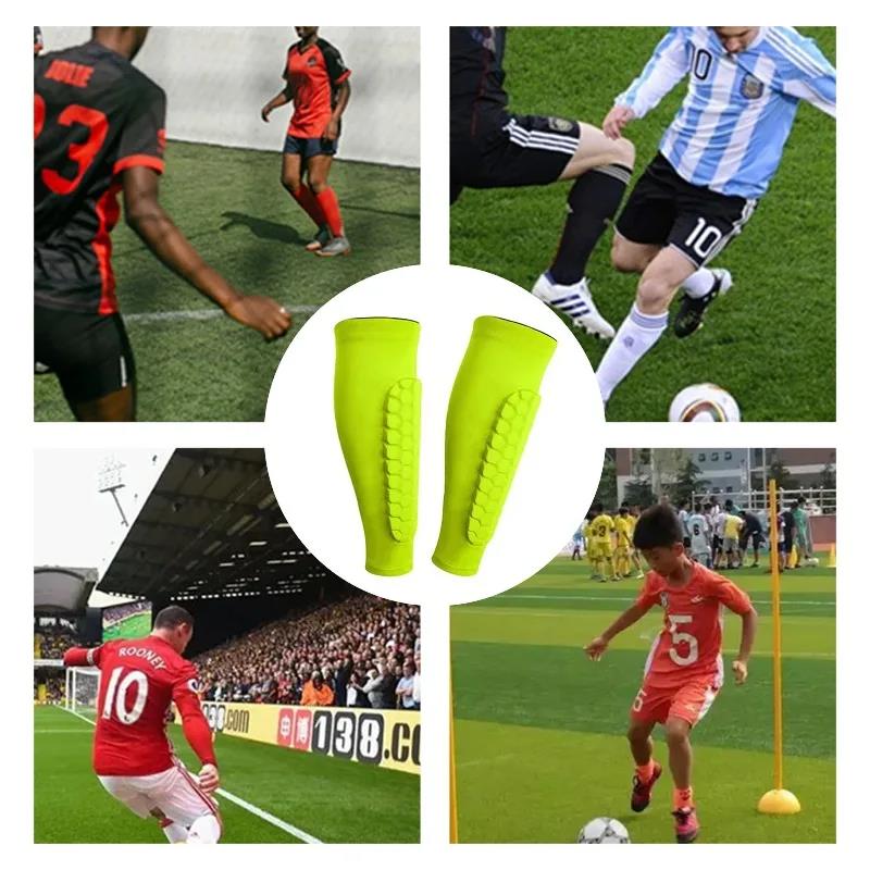 1pc Shin Guards Football Basketball with Honeycomb Padding Breathable Nylon Anti Impact Sport Leg Protectors for Kids Adults 1
