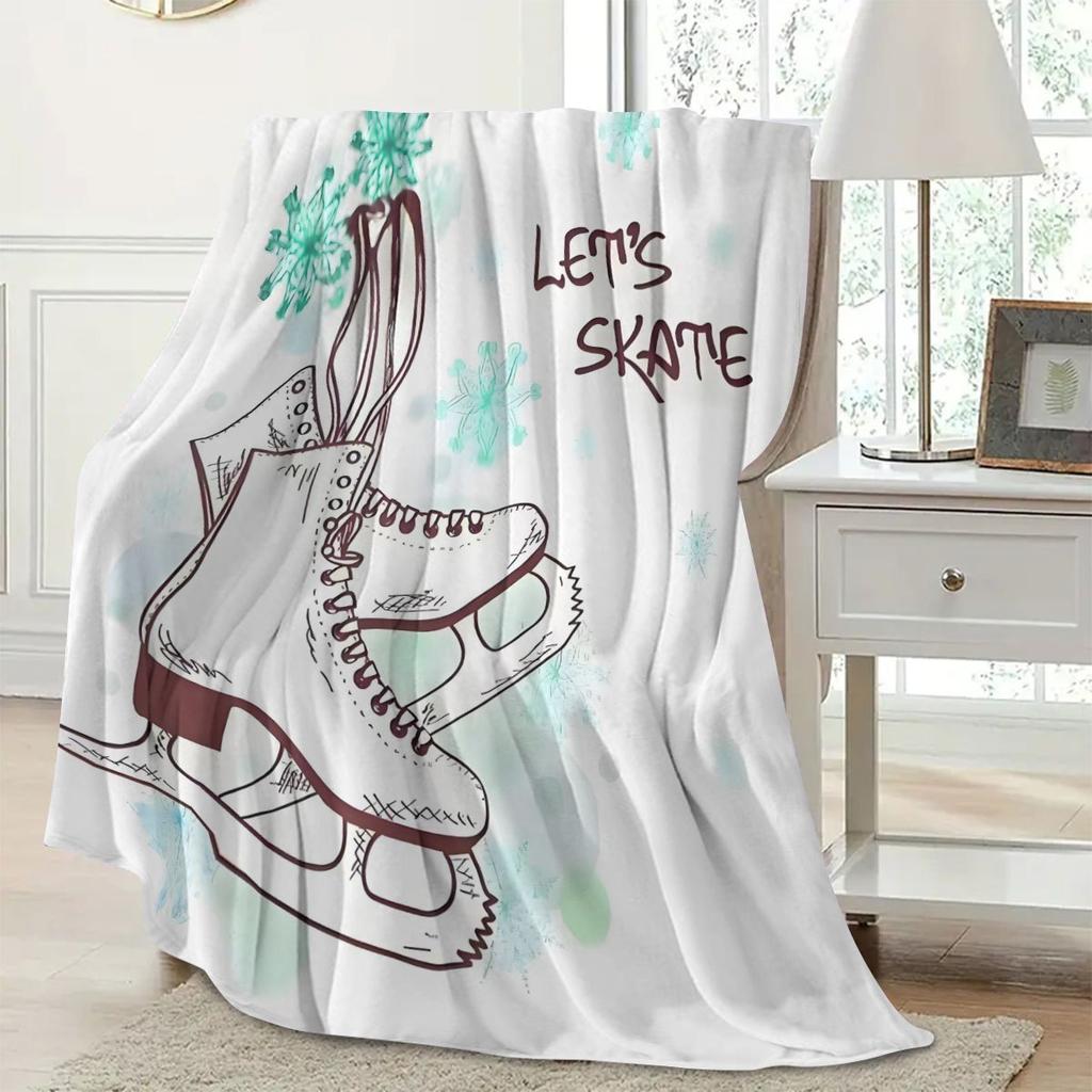 Ice Skating Blanket, Decorative Sports Gift for Teenagers Women, Birthdays Christmas, Ultra-Soft Warm Microfiber, Home Sofas Bedroom Decor