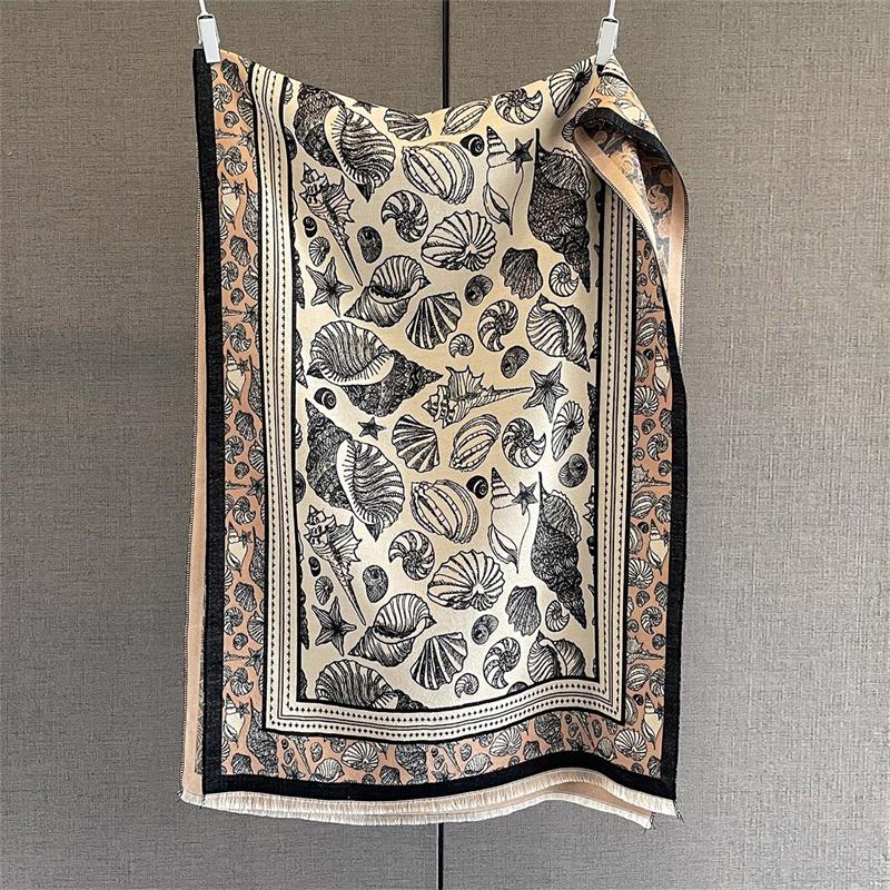 Design Floral Printed Cashmere Scarf Women Winter Pashmina Shawls And Wraps Thick Warm Bufanda Stoles Blanket Luxury
