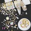 Dolphin Bay Nail Art: Shell Pieces, Rhinestones, Pearls, and Metal Chains Mixed Decorations