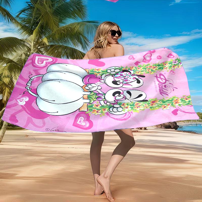 Serviette de plage Diddl Amour et Amitié Couleurs Pastel, Séchage Rapide, Facile d'Entretien, Convient aux Activités Sportives et aux Vacances à la Plage, Essentiel de Sport