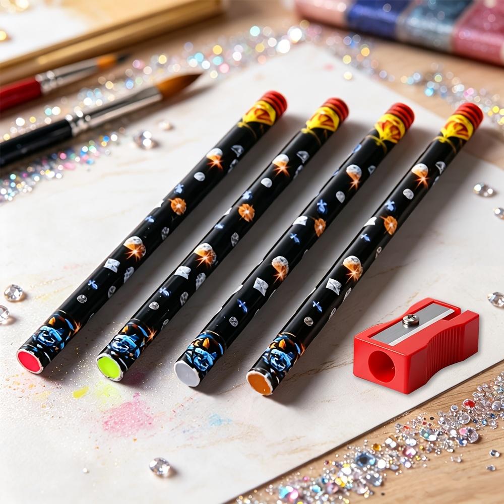 5pcs Rhinestone Crayons with Sharpener Nail Art Kit 4 Colors Quick Rhinestone Pens Nail Art Rhinestone Add-ons Glue Rhinestone Pens 5pcs