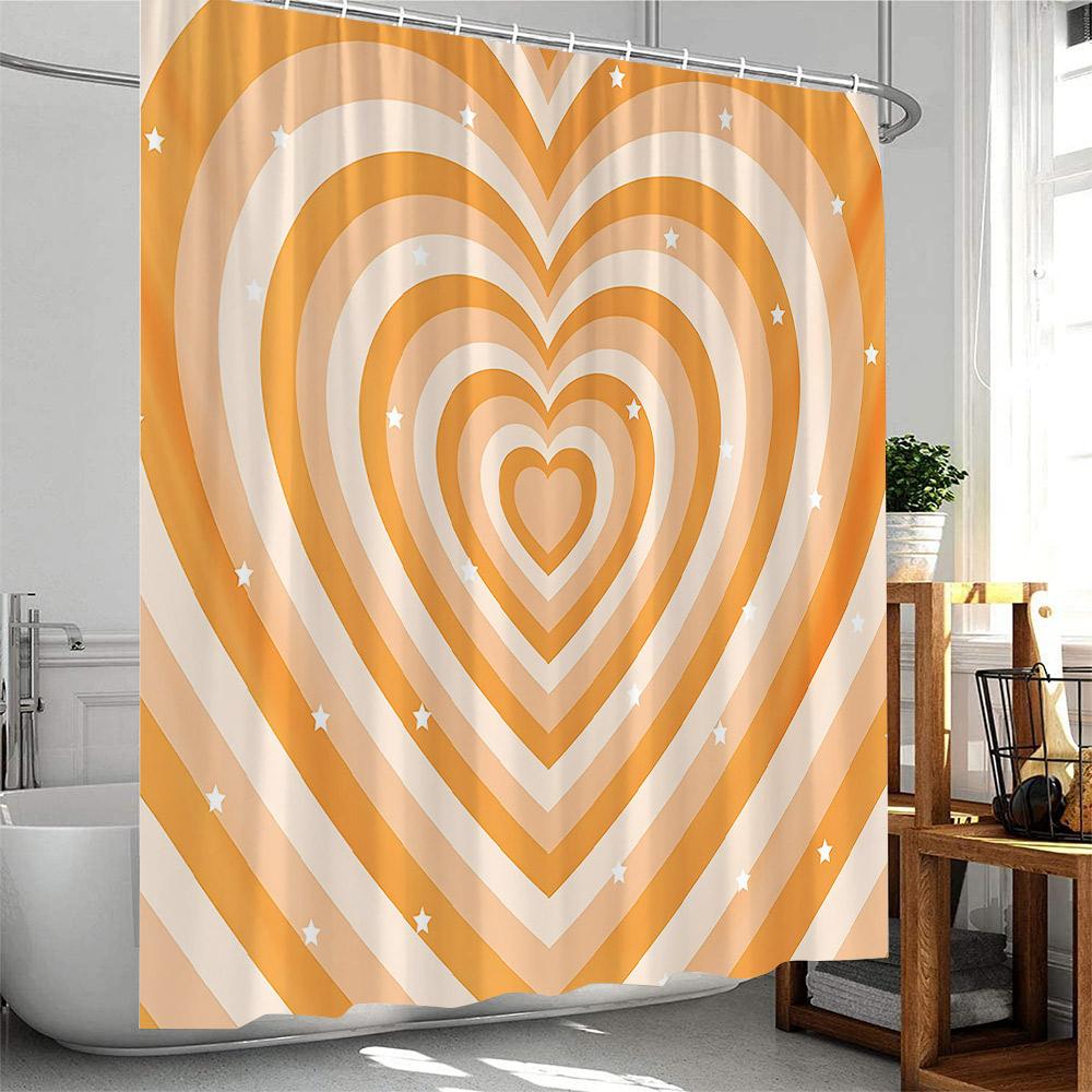Heart Pattern Shower Curtain Romantic Bathroom Decor Blue Pink Green Colorful Polyester Fabric Bath Curtain With Hook