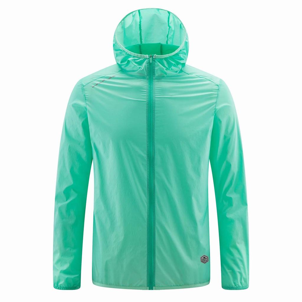 Letní unisex módní jednobarevná tenká bunda s kapucí na zip a sluneční clonou