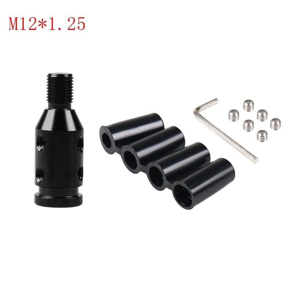 Universal Aluminum Alloy Car Auto Gear Manual Shift Knob Adapter Black for Non Threaded Shifters M12x1.25 M10x1.5 SK-1054-BK