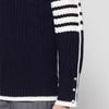 Men's Trendy Four-Stripe Round Neck Sweater, Korean Style, Loose-Fit, Thick Knit for Autumn/Winter.