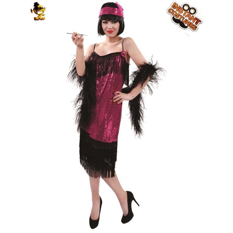 Jiahua Adult Women's Retro Fringed Dress Performance Clothes Era Fringed Dress Masquerade Ball