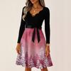 Women's Casual Fashion V Neck Long Sleeve Christmas Printed Party Vintage Long Dresses