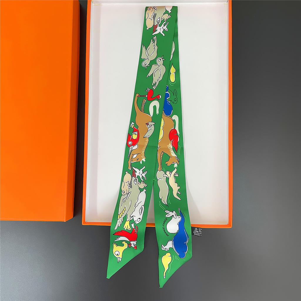 Brand Design Twill 100% Silk Scarf Luxury Fashion Scarf Women Foulard Skinny Bag Scarves New Hot Neckerchief Hair Headband