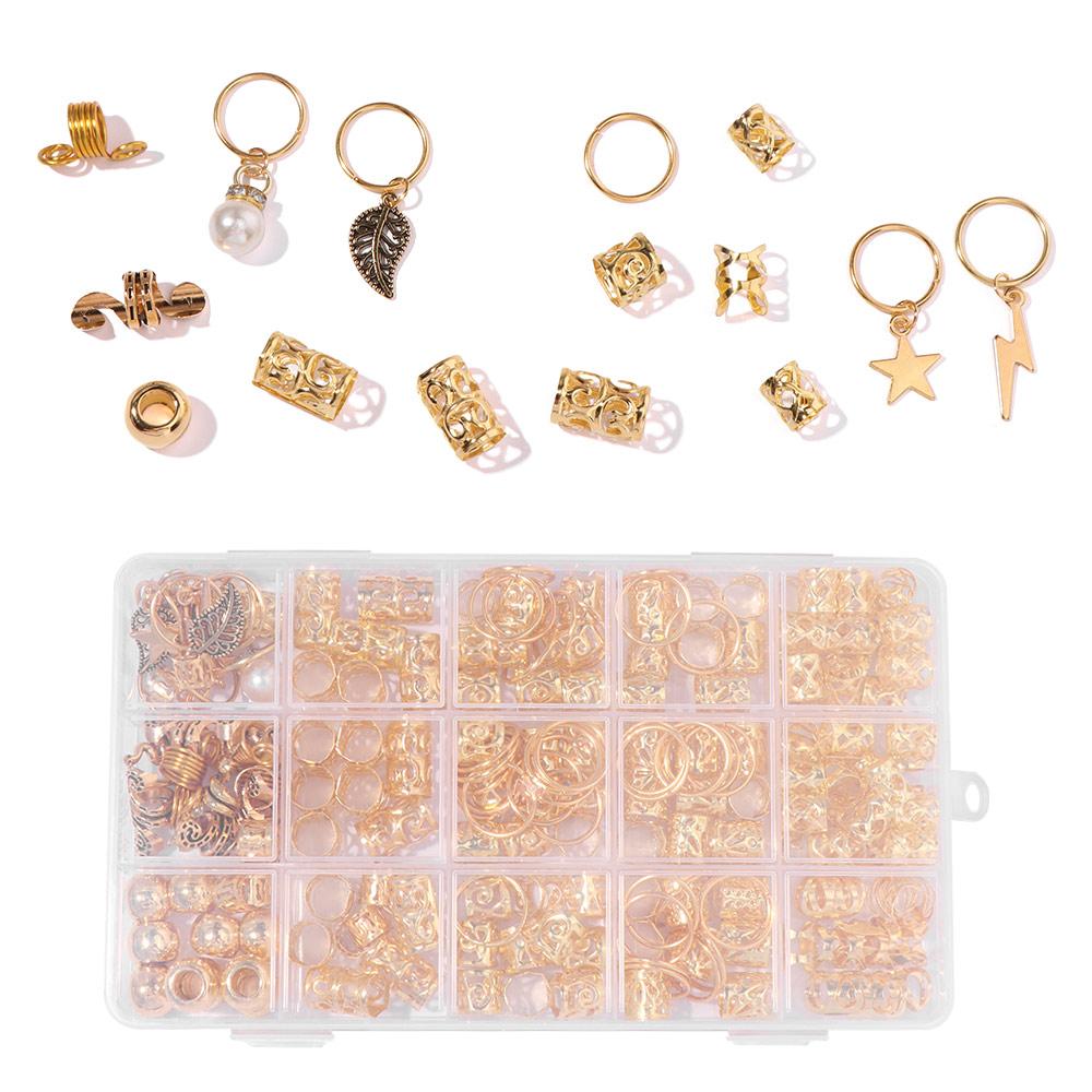 217Pcs Hair Braiding Dreadlocks Beads Dread Locks Hair Braid Tubes Hollow Out Hair Ring Women