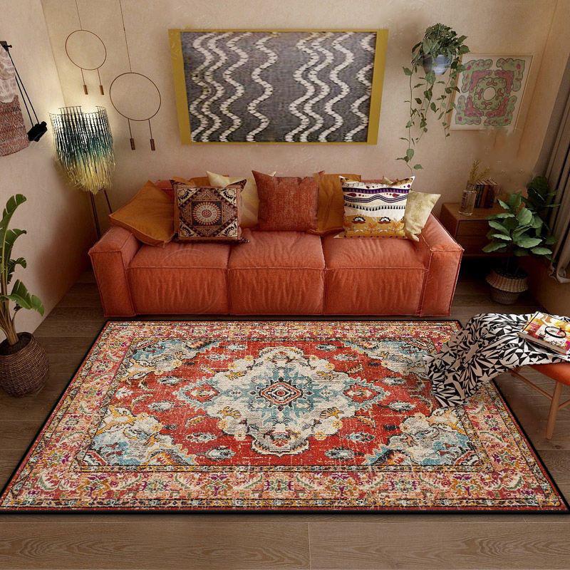 Persian Retro Decoration Lint-free Bedroom Rugs Bohemian Style Living Room Non-slip Carpet Lounge Dining Room Washable Floor Mat