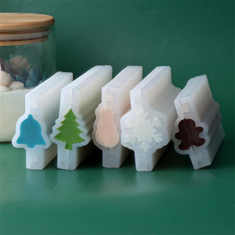Christmas Themed Soap Tube Silicone Mold DIY Snowman Snowflake Bell Ball Tree Designs Soap Chocolate Cake Crafts Holiday Supplie