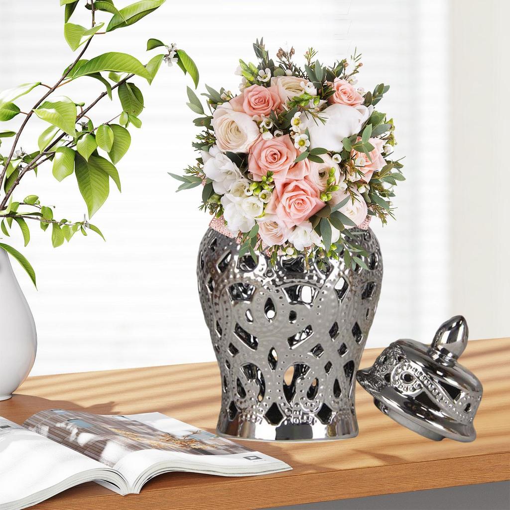 Porslins ingefärskruka Vas Dekorativ Blomvas Heminredning Blomsterarrangemang för Bokhylla Skrivbord Inomhus Café Kontor