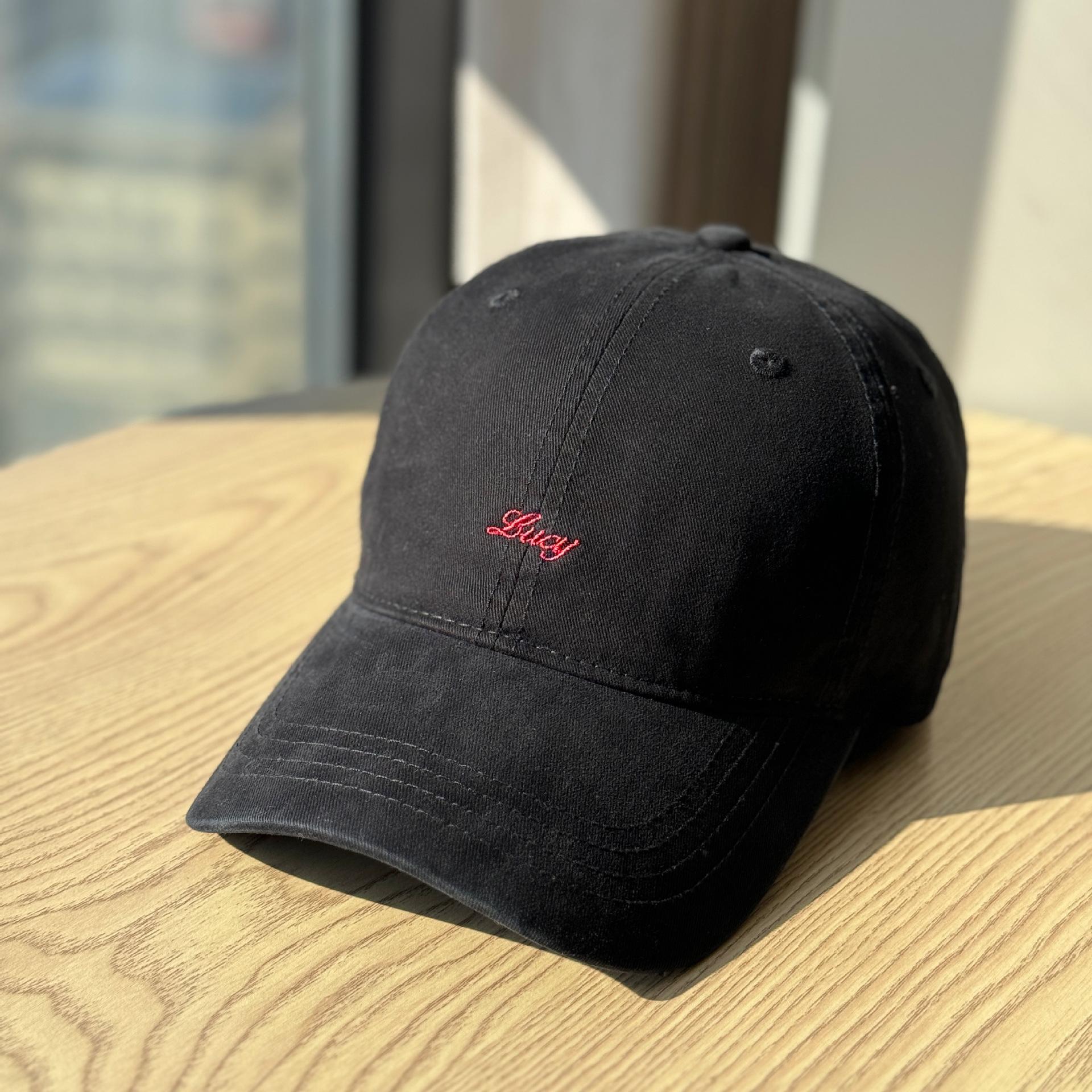 

Korean-style small letter embroidered soft-top hat for women2026New baseball cap for men, makes the face look smaller, casual and versatile Adult54-60Adjustable чёрный