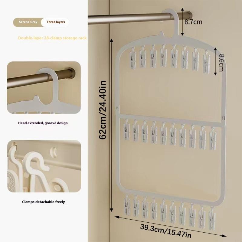 Space Saving Foldable Clothes Hanger Nontoxic Plastic Construction Multifunctional Hook For Home Dormitory Use X3UC