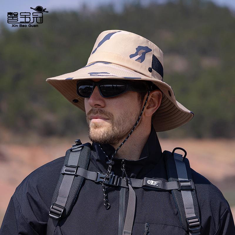 9243 new summer camouflage sunscreen hat outdoor mountaineering fishing sun hat men's big-brimmed bucket hat