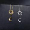 Sun Moon Pendant Necklace Women Fashion Stainless Steel Clavicle Chain Jewelry Gift for Friends New Arrival