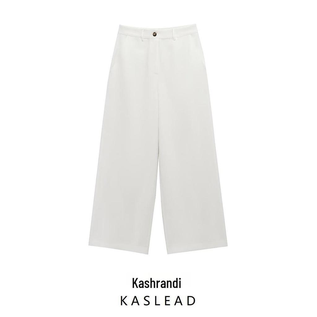 2025 Spring Women's Fashion Linen Wide-Leg Pants, European & American Style