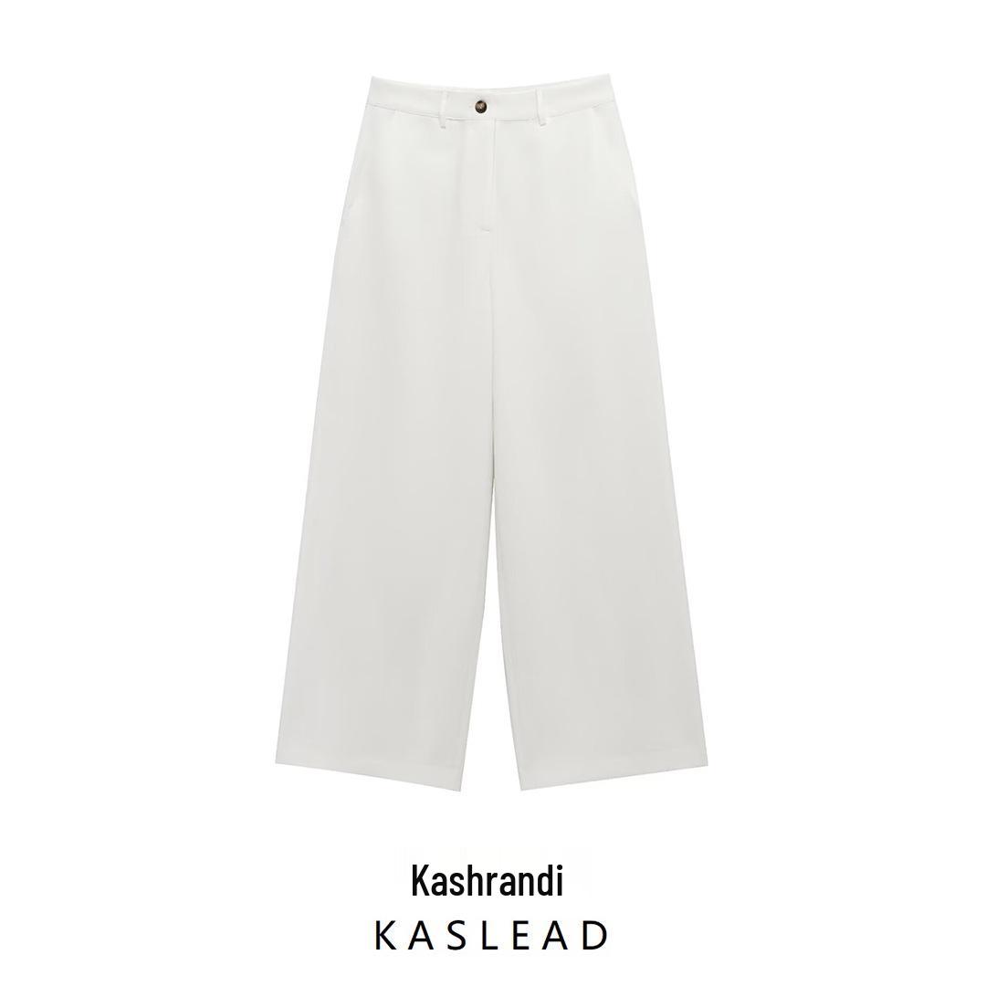 

2025 Spring Women s Fashion Linen Wide-Leg Pants, European & American Style Large