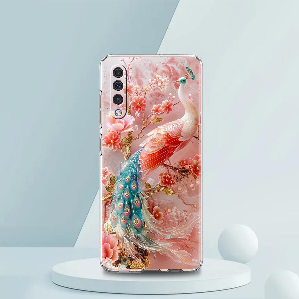 Transparent Phone Case for Samsung Galaxy A16 A14 A12 A22 A24 A42 A02 A06 A20 A30 A40 Soft TPU Cover Flower Floral Bird Pattern