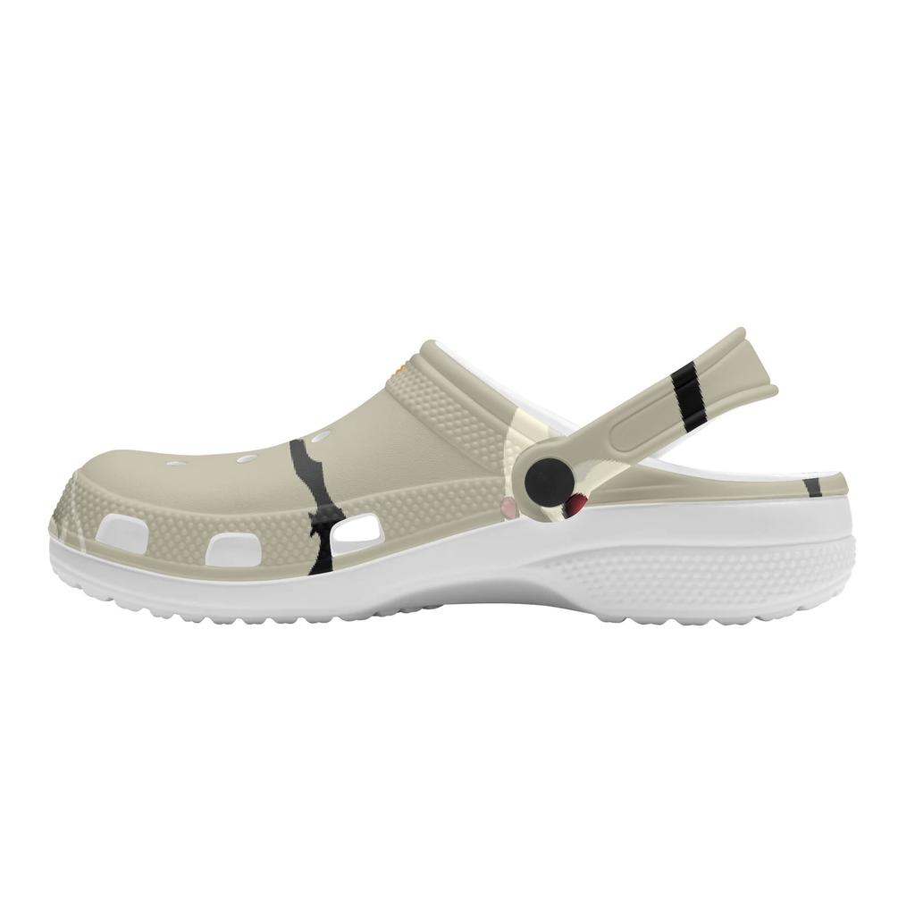 Printed White EVA Beach Clogs Unisex Lightweight Breathable Slip On Garden Shoes Pool Bathroom Home Summer Wear