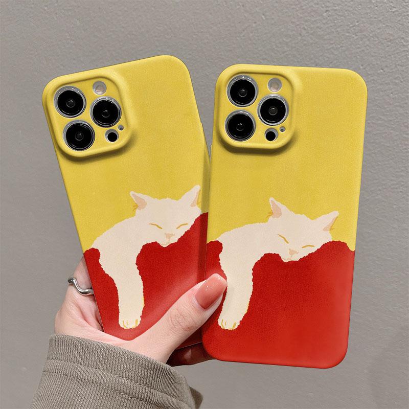 Sleeping Cat Pattern Phone Case for Oppo Realme C75 C63 C65 C67 C53 C55 C35 C33 C20 C21Y C30S 9 8 Pro Plus 4G 5G Hard PC Cover