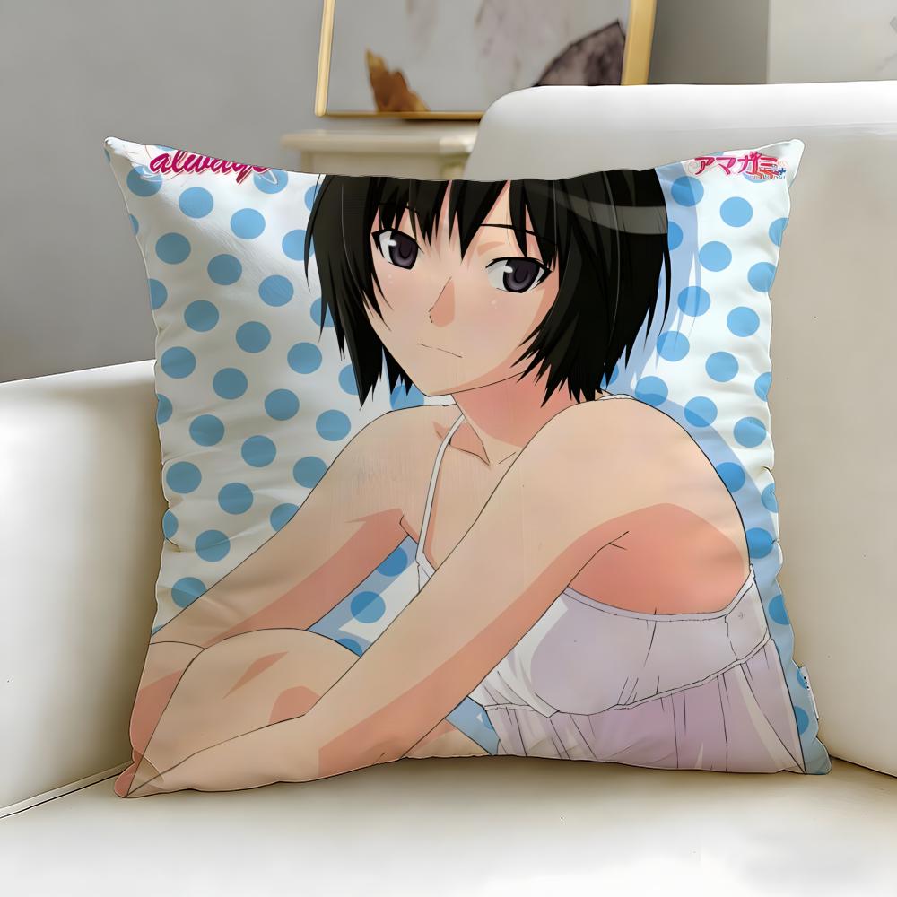 Anime Plus Amagami SS Plus Cushion Cover Soft  EasyWash Pillow Case  Versatile for Couch Bed Travel and Office