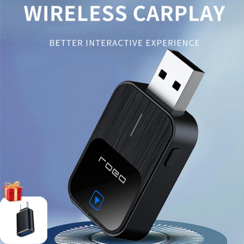 

Беспроводной адаптер CarPlay 2 в 1 для Apple iPhone Android, проводной для беспроводного Carplay AI Box, подключение USB Type C, автомобильный донгл чёрный