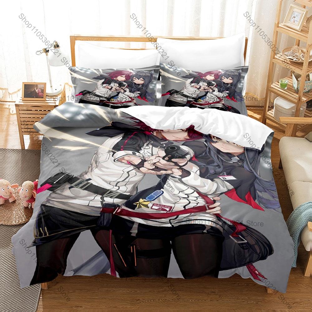 Cool Arknights Anime Game Duvet Cover + 2 Pillowcases 3D Operator Print Polyester Bedding Teen Gaming Bedroom Decor