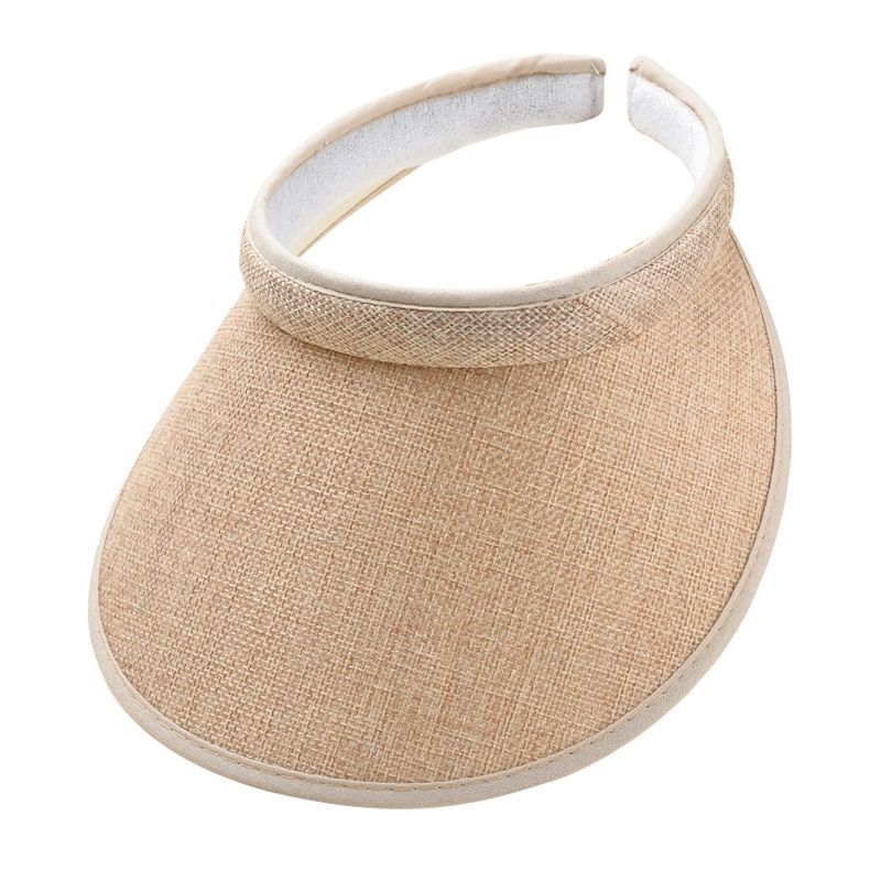 Women Summer Empty Top Visors Sun Hat Simple Solid Color Wide Brim Sunscreen Cap Female Outdoor Adjustable Travel Beach Hats