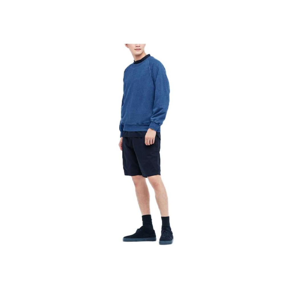 UNIQLO Washed Denim Color Long Sleeve Sweatshirt Men tops Dark-Blue 446903-65