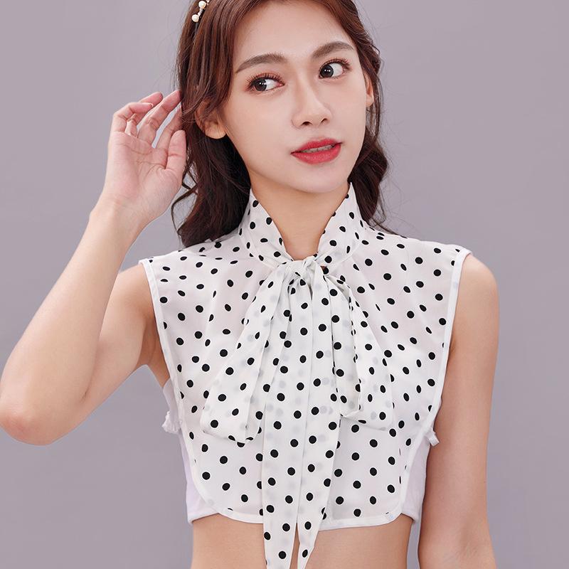 Elegant Sweater Decorative Fake Collar Polka Dot Bowknot Shirt Collar Detachable False Collar Half Shirt Blouse Top Neckerchief