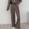 Women's Khaki Summer Suit Set: High Waist, Slimming Straight-Leg Pants, Professional Slim Fit, Versatile Temperament