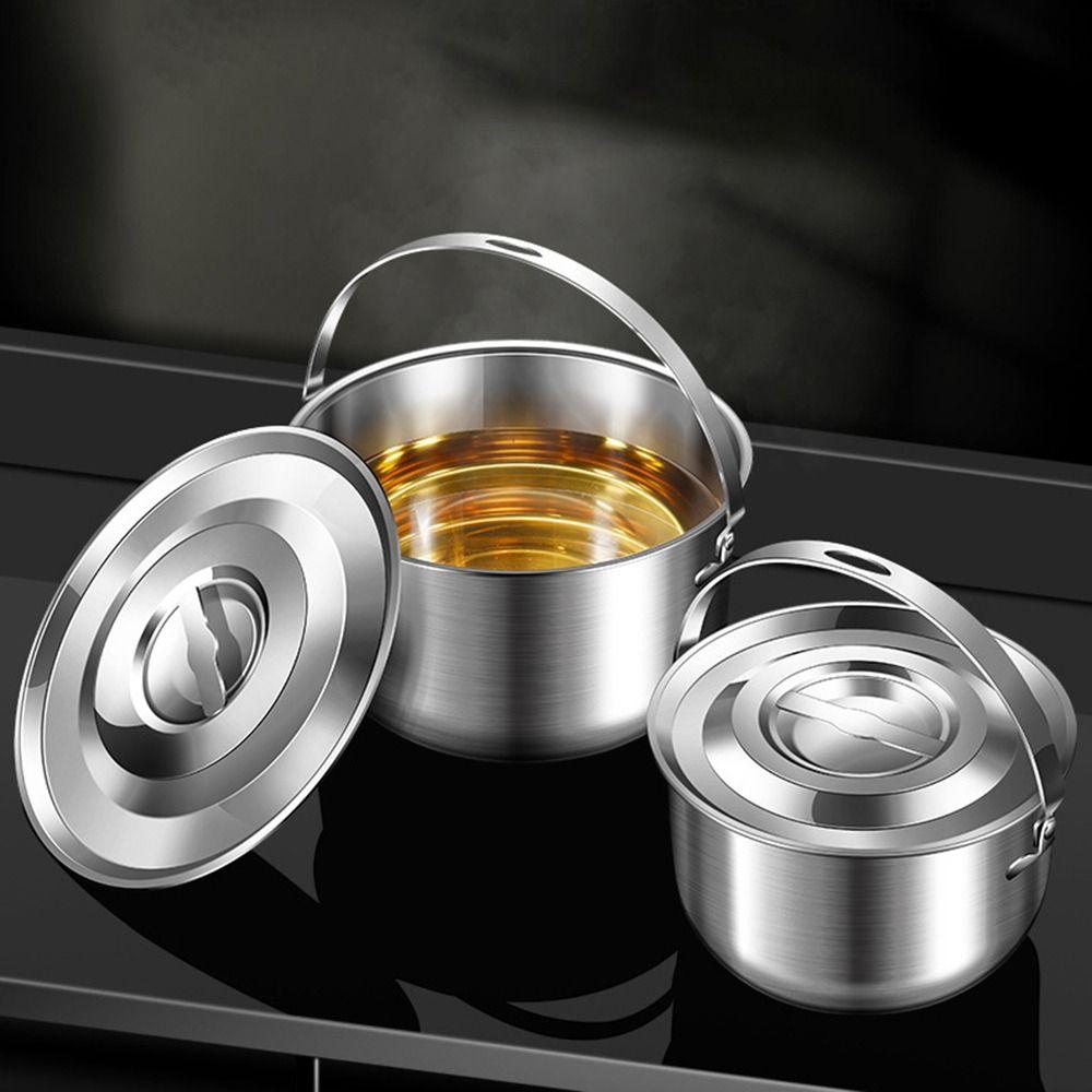 Stainless Steel Outdoor Camping Pot 17-26cm Portable Single Pan Pot  Travel