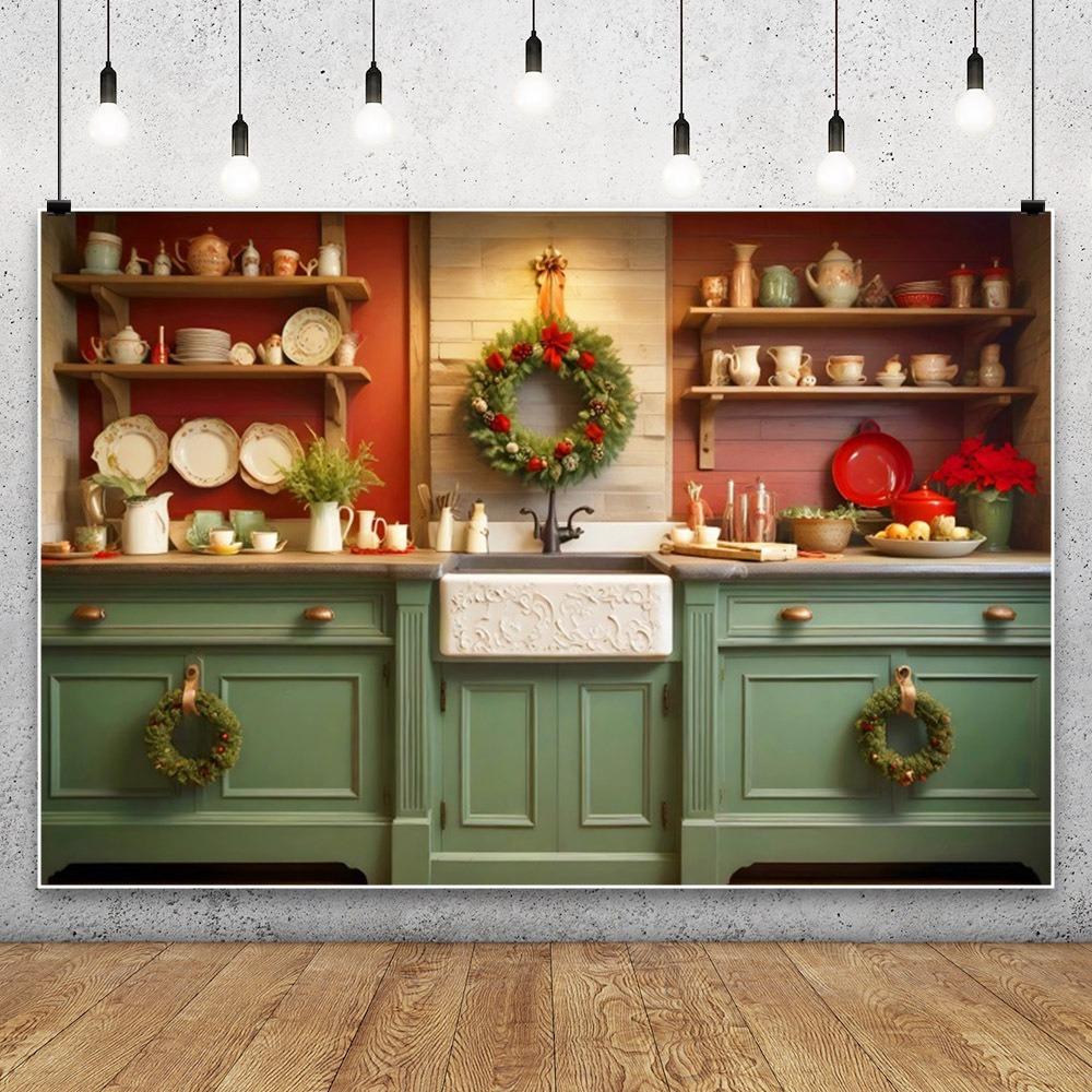 Christmas Snow Barn Door Family Party Holiday Birthday Party Photography Background Hanging Cloth