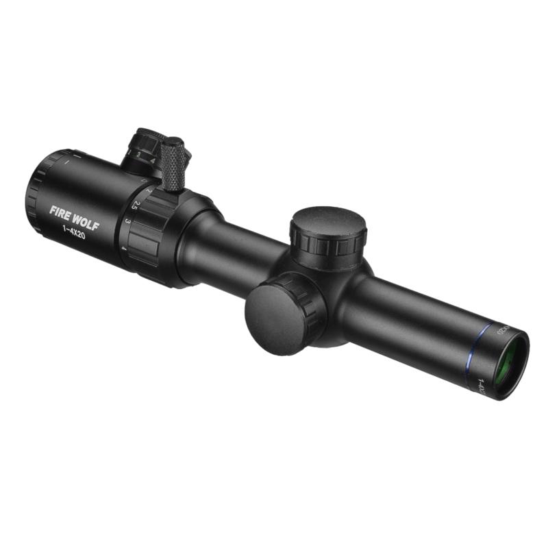 FIRE WOLF 1-4x20 Rifle Scope Green Red Luminous Scope Rangefinder Crosshair Optical Sight Hunting Scope