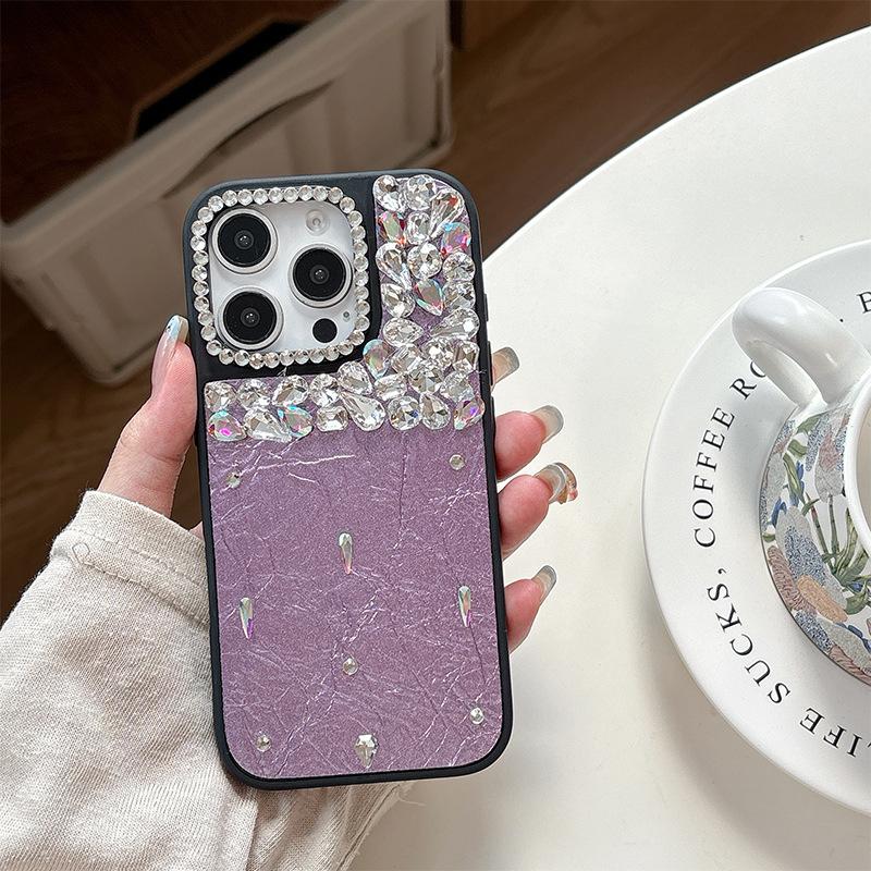 Leather Luxury Rhinestone Mobile Phone Case Is Suitable For Apple 17 Giant Good-Looking 14 Women'S Iphone16Promax Personality 15.