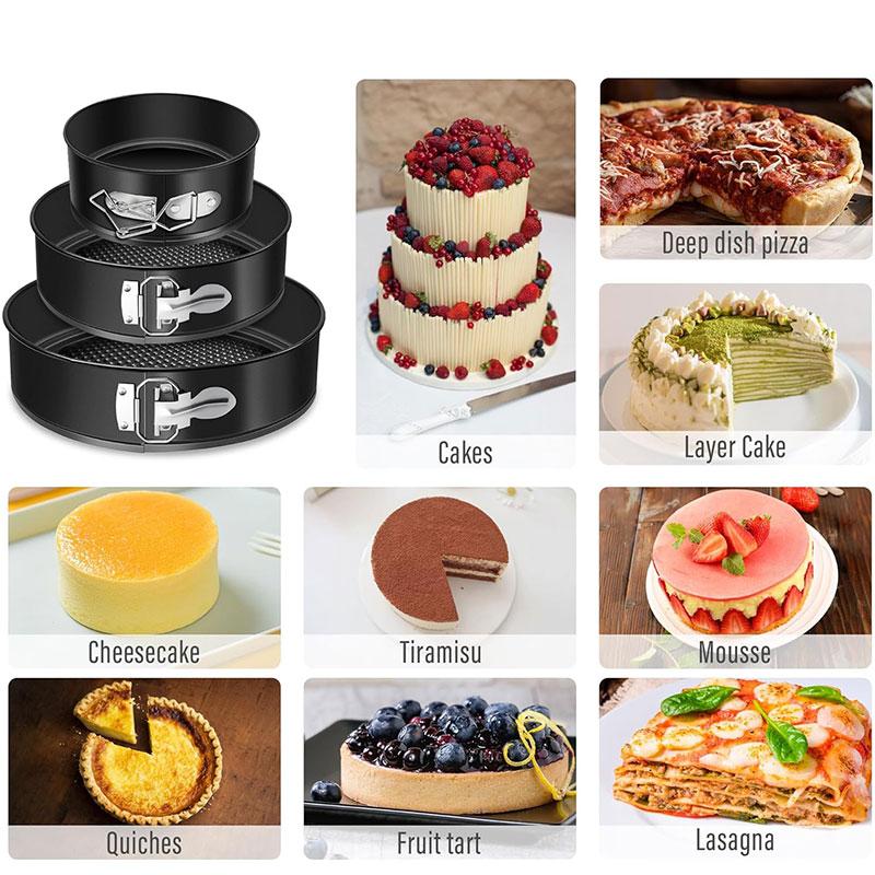 3/4PCS Springform Cake Pans Set Nonstick Baking Mould for Cheesecake Pan Removable Bottom Quick Release Latch Moulds Bakeware