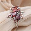 Fashion Cubic Zirconia Leaf Red Maple Adjustable Rings For Women Wedding Elegant Rose Gold Color Jewelry Gift