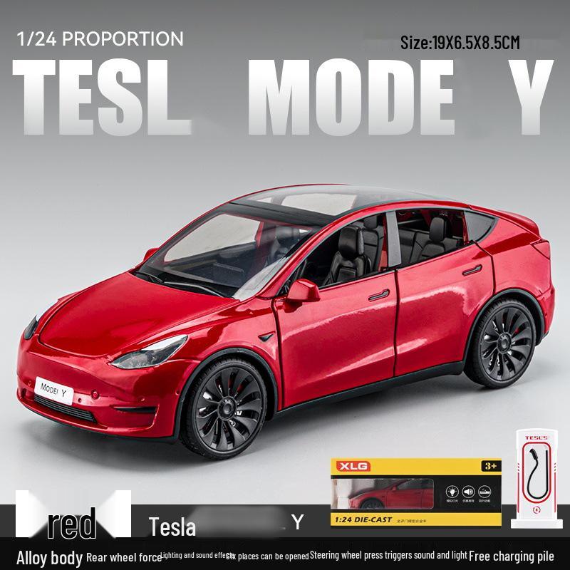 XLG1:24 Tesla Model Y Alloy Car Simulation Sedan Ornament Toy for Children.