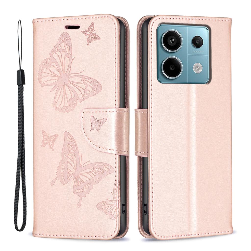 For Xiaomi Redmi Note 13 Pro 5G/Poco X6 5G Case Butterfly Imprinted PU Leather Phone Cover