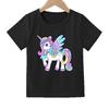 Fashionable and Beautiful Rainbow Unicorn Print Soft and Comfortable Children's T-shirt