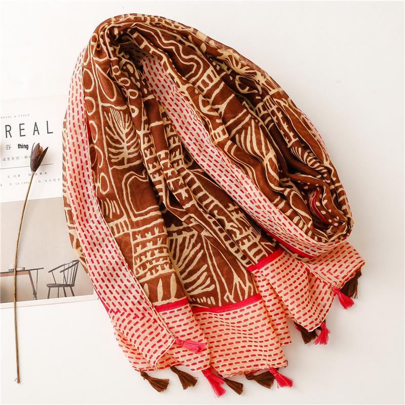 Bohemian Ethnic Style Hand-Painted Bali Yarn Silk Shawl Scarf for Women