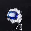 Jewelry Simulation Blue Glass Pendant Ring Handmade Diamond Set Main Stone 12 * 16
