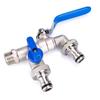 Practical 3/4Inch Double Brass Tap Rustproof Frostproof Includes 2 Hose Connectors for Garden and Outdoor Daily Use
