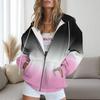 Womens Gradient Striped Hooded Zip-Up Sweatshirt Casual Oversized Long Sleeve Top Fall 2025