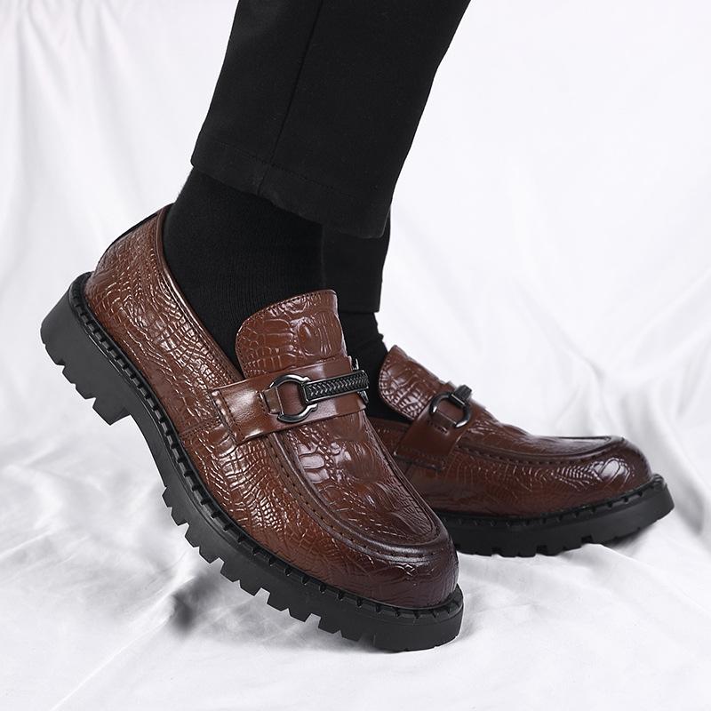 

Повседневная кожаная обувь мужская летняя универсальная дышащая дезодорирующая британская обувь-бини на одну педаль тренд для бизнеса 44